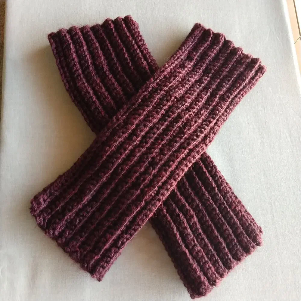 Claret Crochet Arm Warmers OSFA fingerless gloves premade stretchy punk